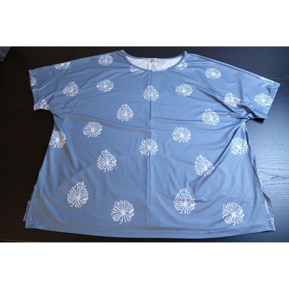 Misslook Blue & White Blouse Shirt Top (XL) (Over Sized) #525C